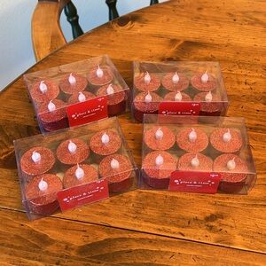 NWT 24 Red Glitter LED Tealights Faux Candles